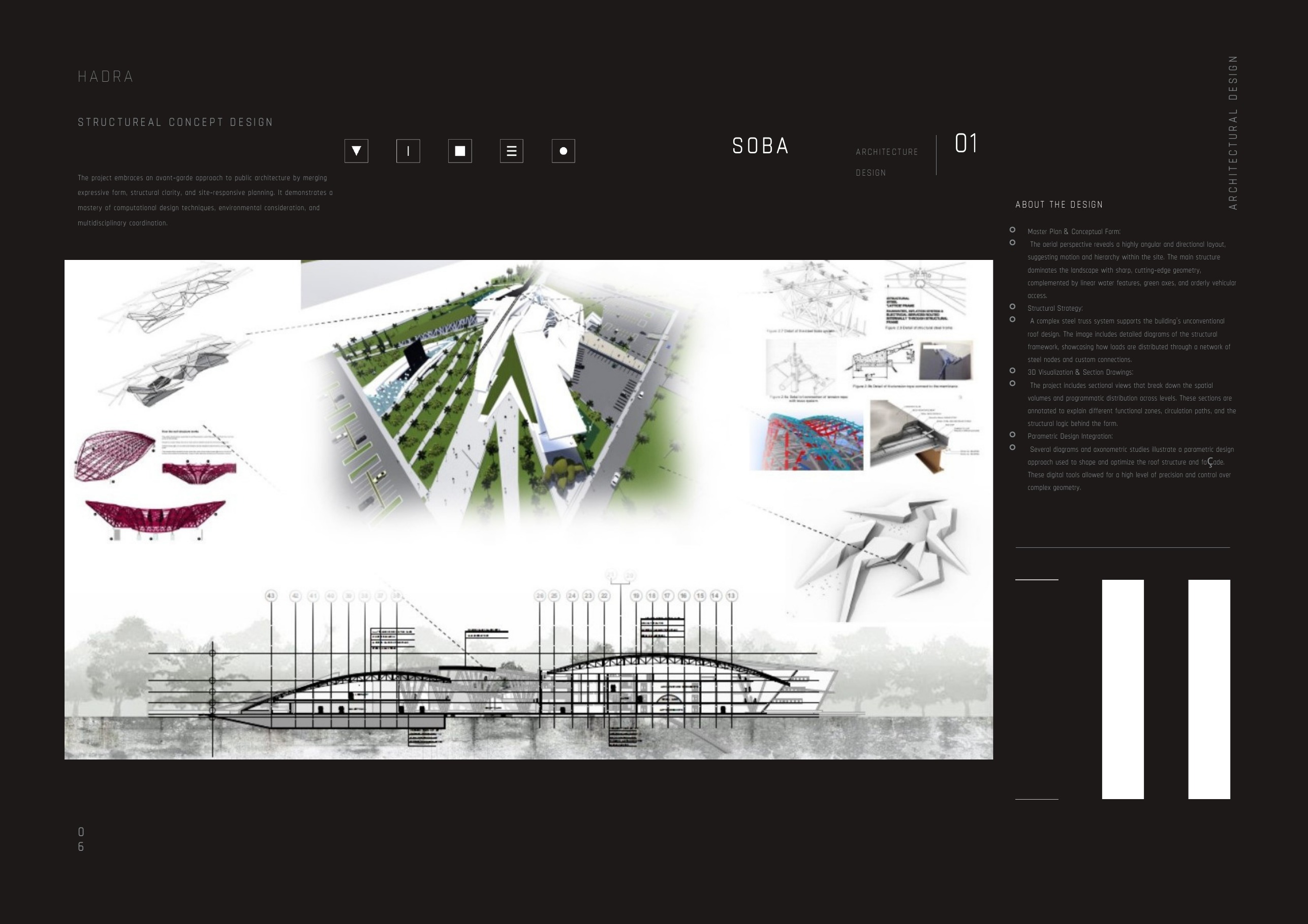 SOBA Sustainable Science Center — high-resolution technical presentation sheet